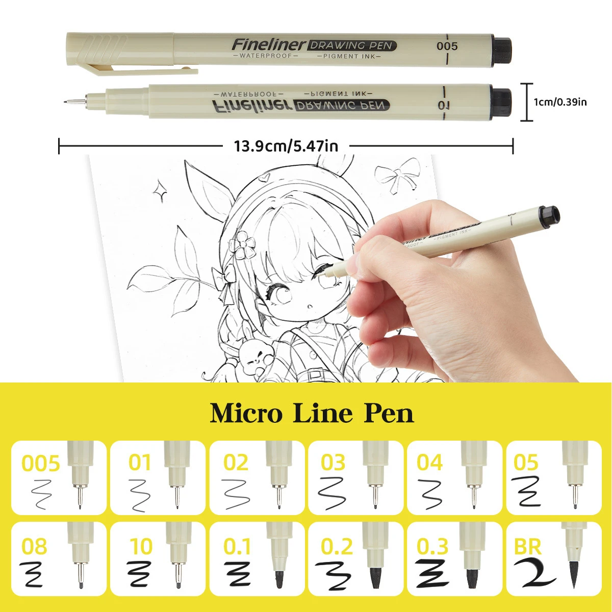 12Pcs Manga Markers Needle Pen Art Hand-painted Hook Line Pen Sketch Pens Stationery Set Art Supplies Student School Supplies