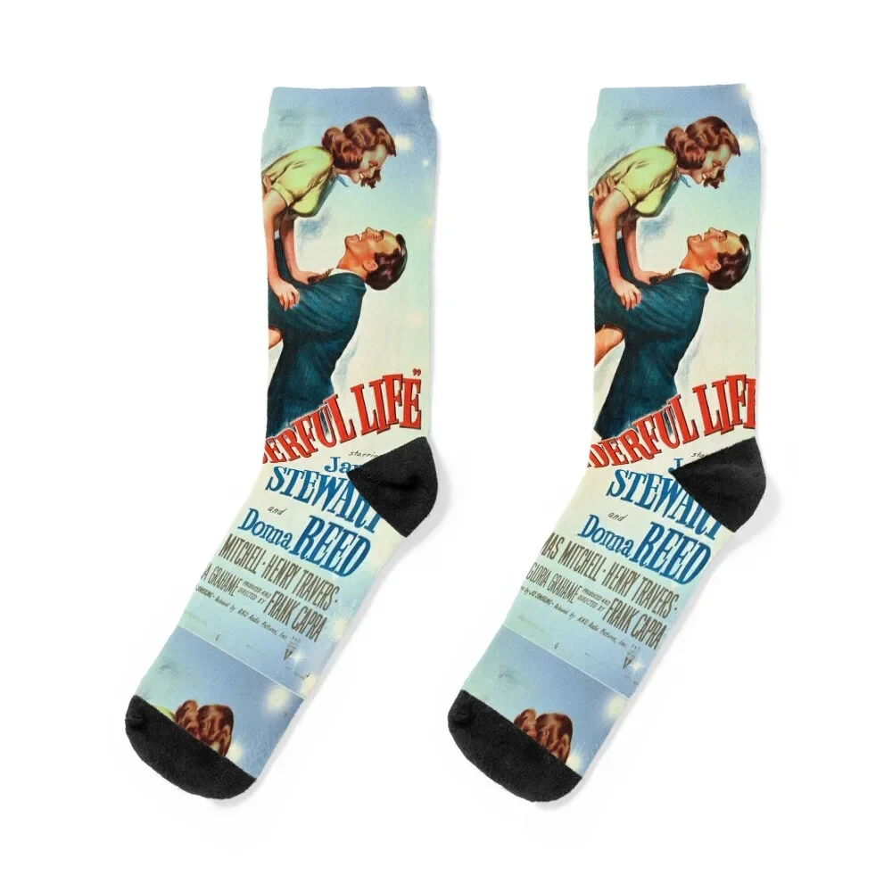 

It’s a Wonderful Life / Snowflake Poster Socks hiphop crazy men cotton high quality Soccer Mens Socks Women's