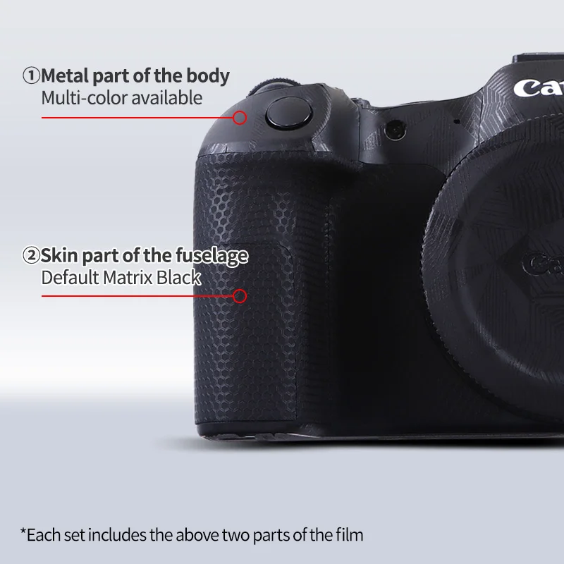 Naklejka na aparat Canon EOS R8 z włókna węglowego tekstury 3M materiał naklejki scratch-odporna ochrona