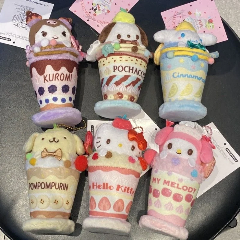 Sanrio Hello Kitty Kuromi Cinnamoroll Parfait Ijs Zacht Pluche Sleutelhanger Rugzak Rits Hangende Decoratie Telefoon Charme Cadeau