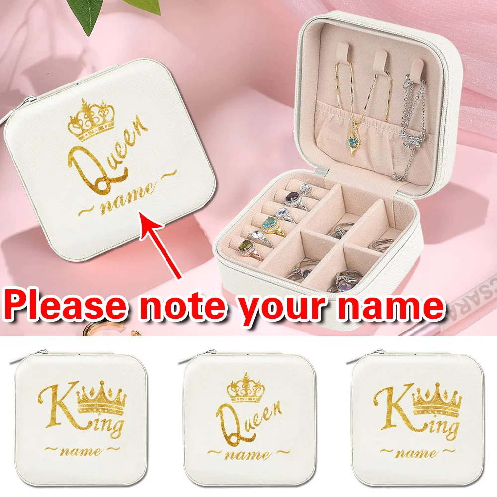 

Портативный футляр для ювелирных изделий с персонализированным именем, ожерелье, серьги, пылезащитная коробка для хранения, повседневная модная витрина для ювелирных изделий