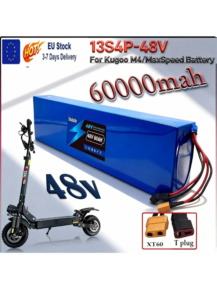 Original 48V Lithium-Ionen-Akku 48V 60Ah 2000W 13S4P Lithium-Ionen-Akkupack für 54,6V CitycocoBMS Elektroroller