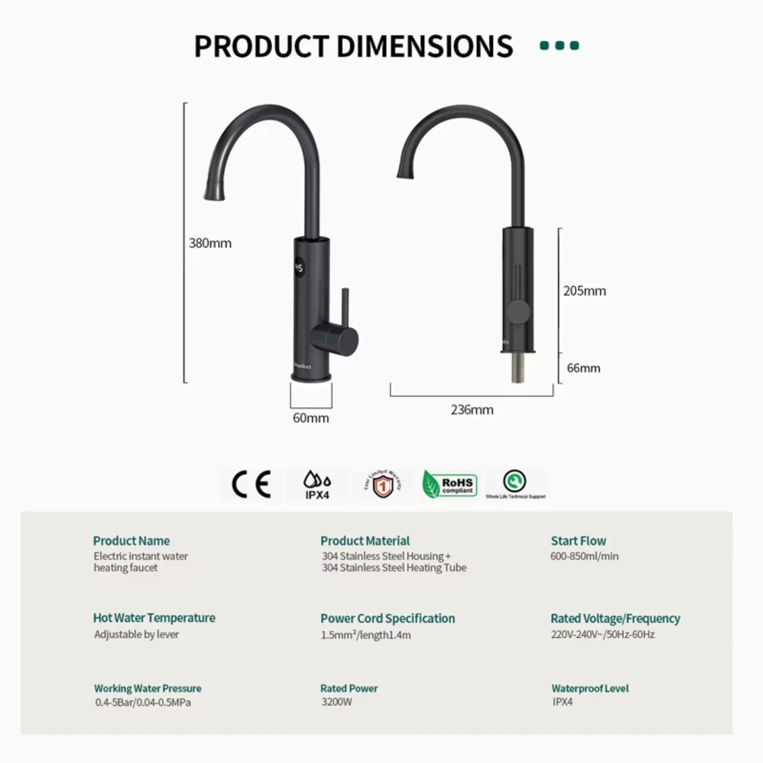 주방 수도꼭지 무탱크 온수기 수도꼭지, 흐르는 수도꼭지, 샤워, 가이저, 220V, 2 in 1