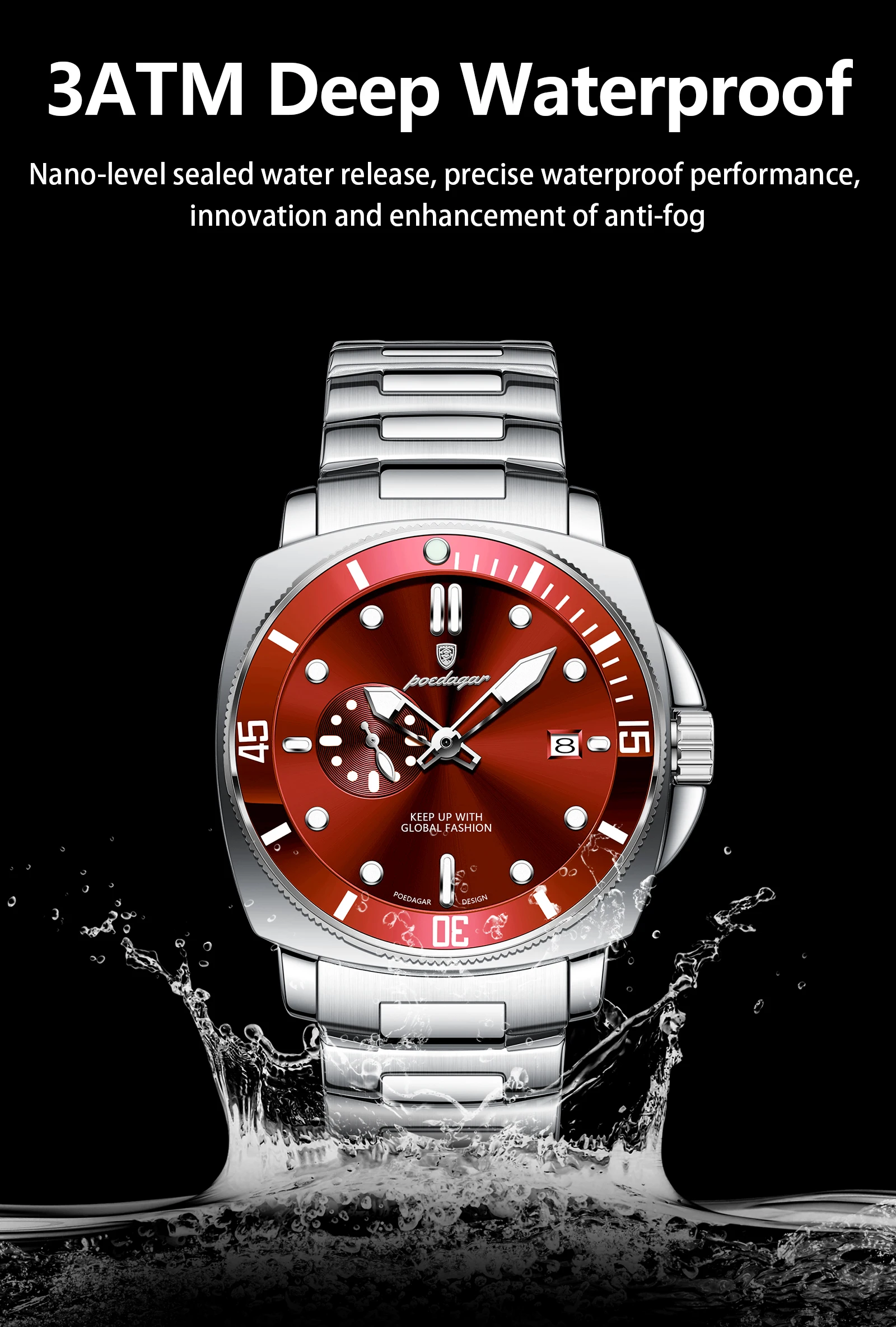 POEDAGAR Luxus Trendy Männer Uhr Wasserdicht Leucht Datum Edelstahl Männliche Uhr Quarz Business Sport herren Uhren Reloj – Detail 11