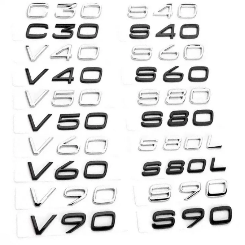 

Letter Rear Trunk Sticker For VOLVO T5 T6 T8 AWD D3 D4 B8 V40 V50 V60 V70 V90 S40 S60 S70 S80 S90 C70 XC40 XC60 XC70 XC80 XC90