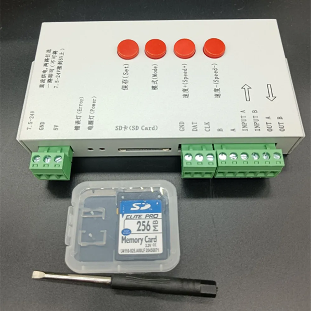 LED T1000S 128 SD Card Pixels Controller,DC5~24V,for WS2801 WS2811 WS2812B LPD6803 LED 2048 strip light lamp