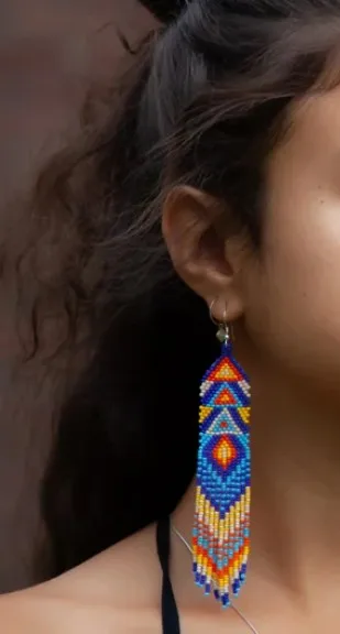ZGMXR Rice bead earrings Tassel  Geometry Gradation color Hand-woven Alloy Woman Fashion Bohemia Simple Beaded earrings view 3