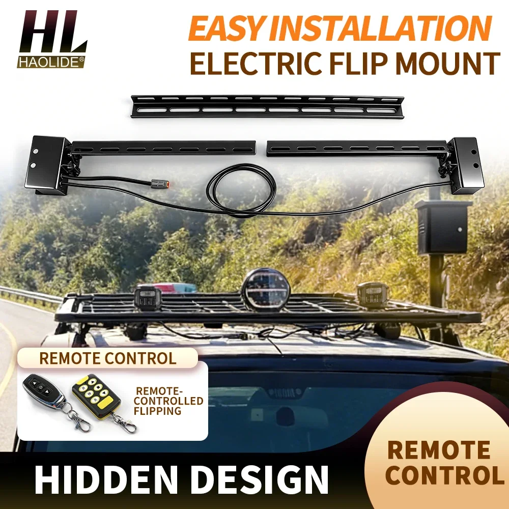 HAOLIDE Universal Electric Flip Mount Kit Hidden Design Wireless Remote Control Bracket for Car Roof Display off-road use IP68