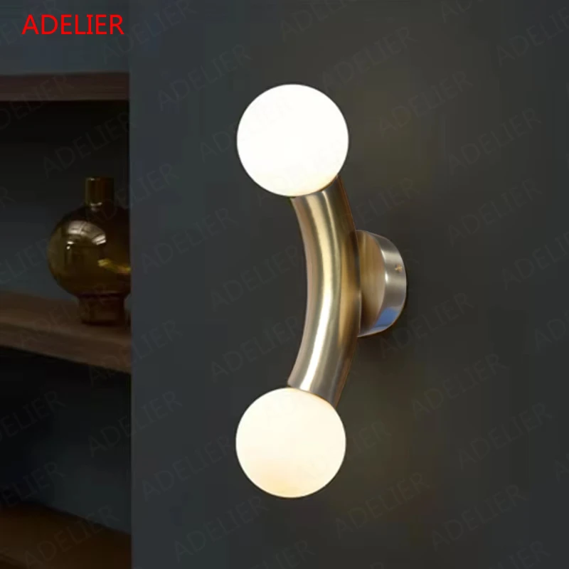 

Simple Glass ball Wall Lamp Moon-shaped Decor Luminaires Bedroom Bedside Lamp Indoor Living Room Background Wall sconce