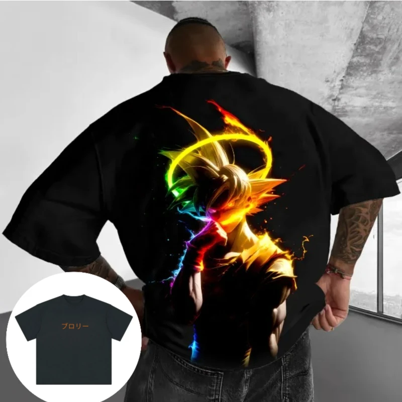 

2025 американская уличная мужская и женская футболка Dragon Ball Goku Riman, периферийная футболка, летняя дышащая футболка с круглым лидером Y2K
