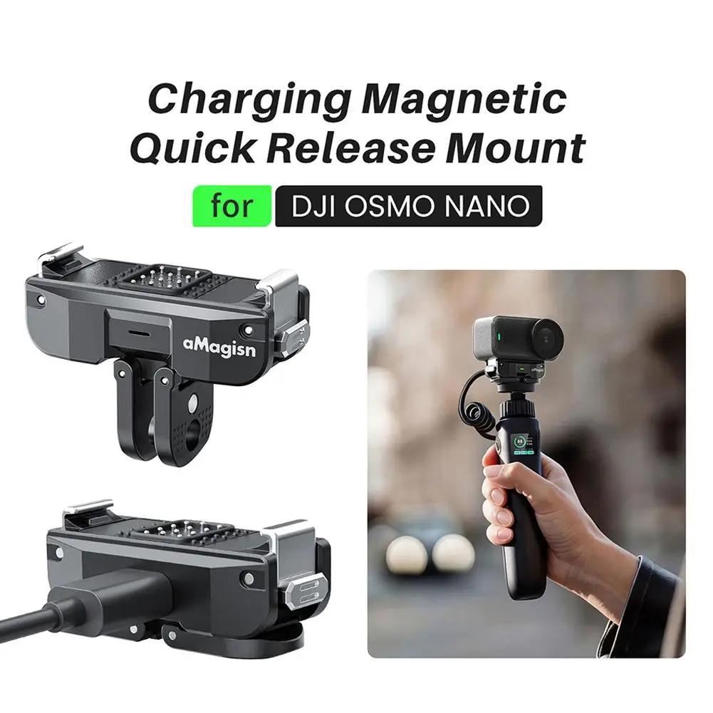 

Магнитное быстросъемное зарядное устройство для DJI Osmo, быстрая зарядка за 32 минуты, интерфейс 2-в-1, винт 1/4 и складной двойной штырь V9a3