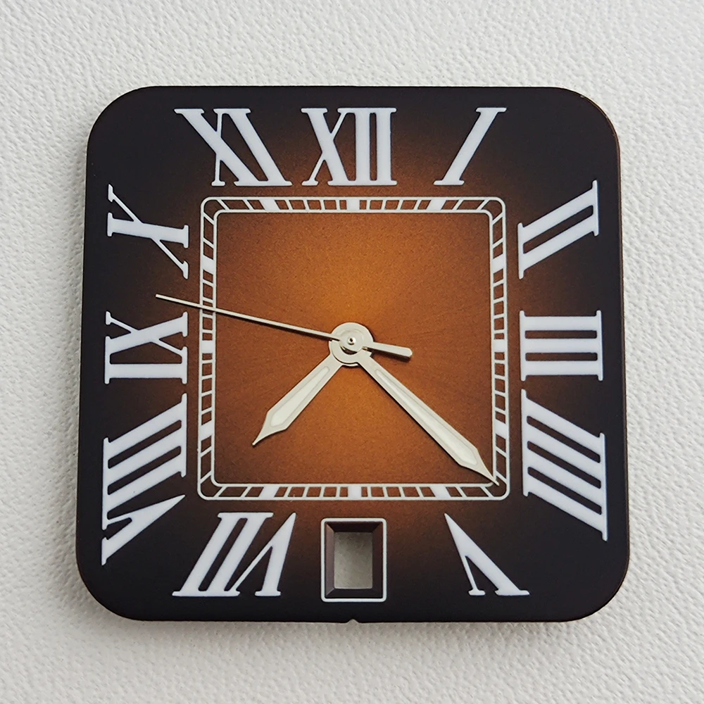 Nh35 dial relógio dial nh35 mostrador quadrado numeral romano relógio masculino dial caber nh35 data às 6 horas movimento relógio acessórios