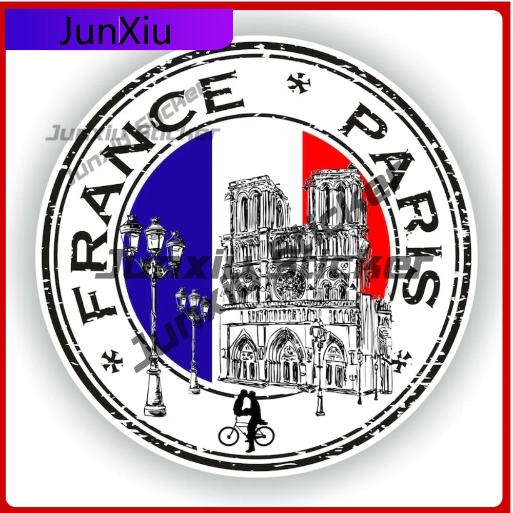 

France Paris Notre Dame Seal Sticker Round Long Lasting Car Sticker For Door Bumper Fade Resistant Decoration Auto Accessories