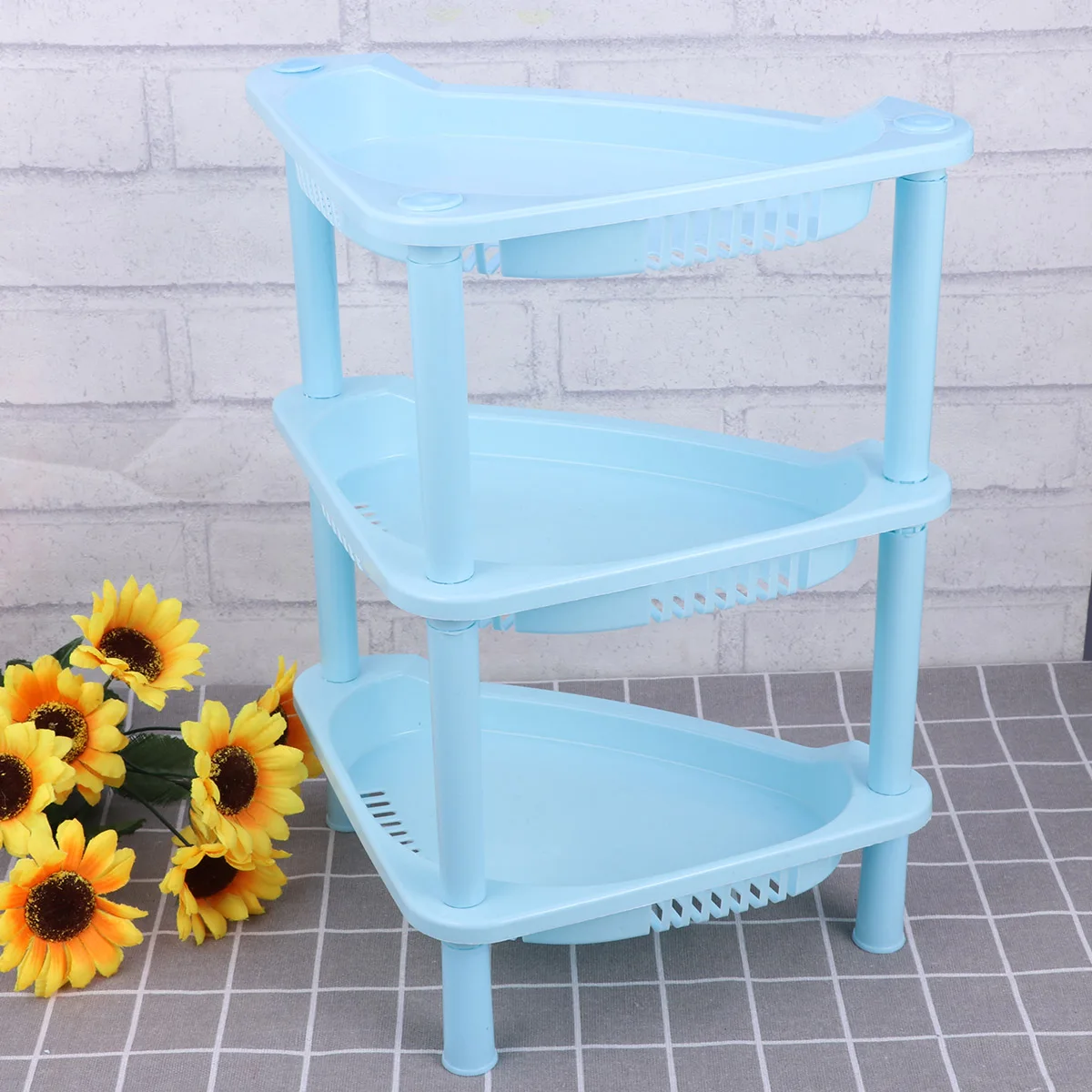 

3 Layer Plastic Storage Shelves Corner Basket Rack Organizer Desk Stand Bathroom Home Kitchen Easy Install Large