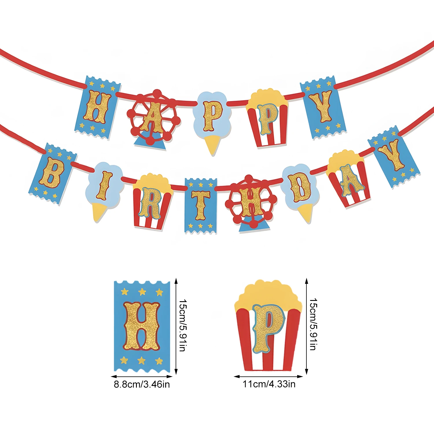 Zirkus-Karneval Geburtstagsparty-Dekorationen Clown-Thema Banner Hängende Wirbel Lustige Karnevalsparty-Zubehör für Kinder – Detail 8