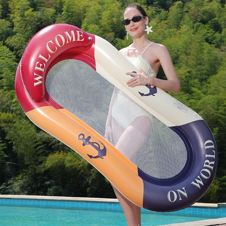 

Inflatable Mediterranean Floating Bed & Raft for Adults & Children Water Mesh Fabric Swimming Recliner Air Cushion Boat