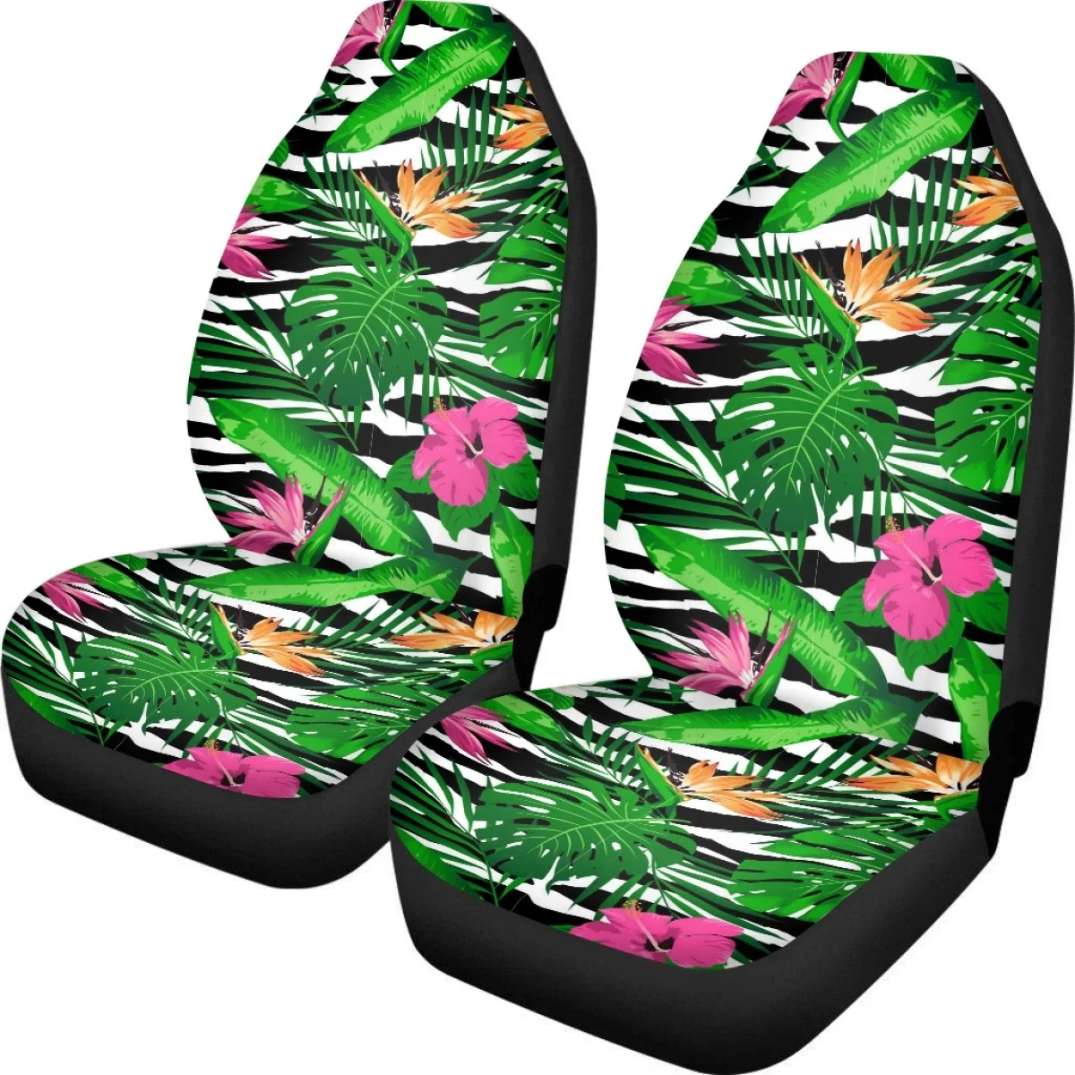 INSTANTARTS Polynesian Pohnpei Tribal Car Front Seat Cover Hibiscus Print New Fashion Auto Intorior Decor Sheet Automotive Seat