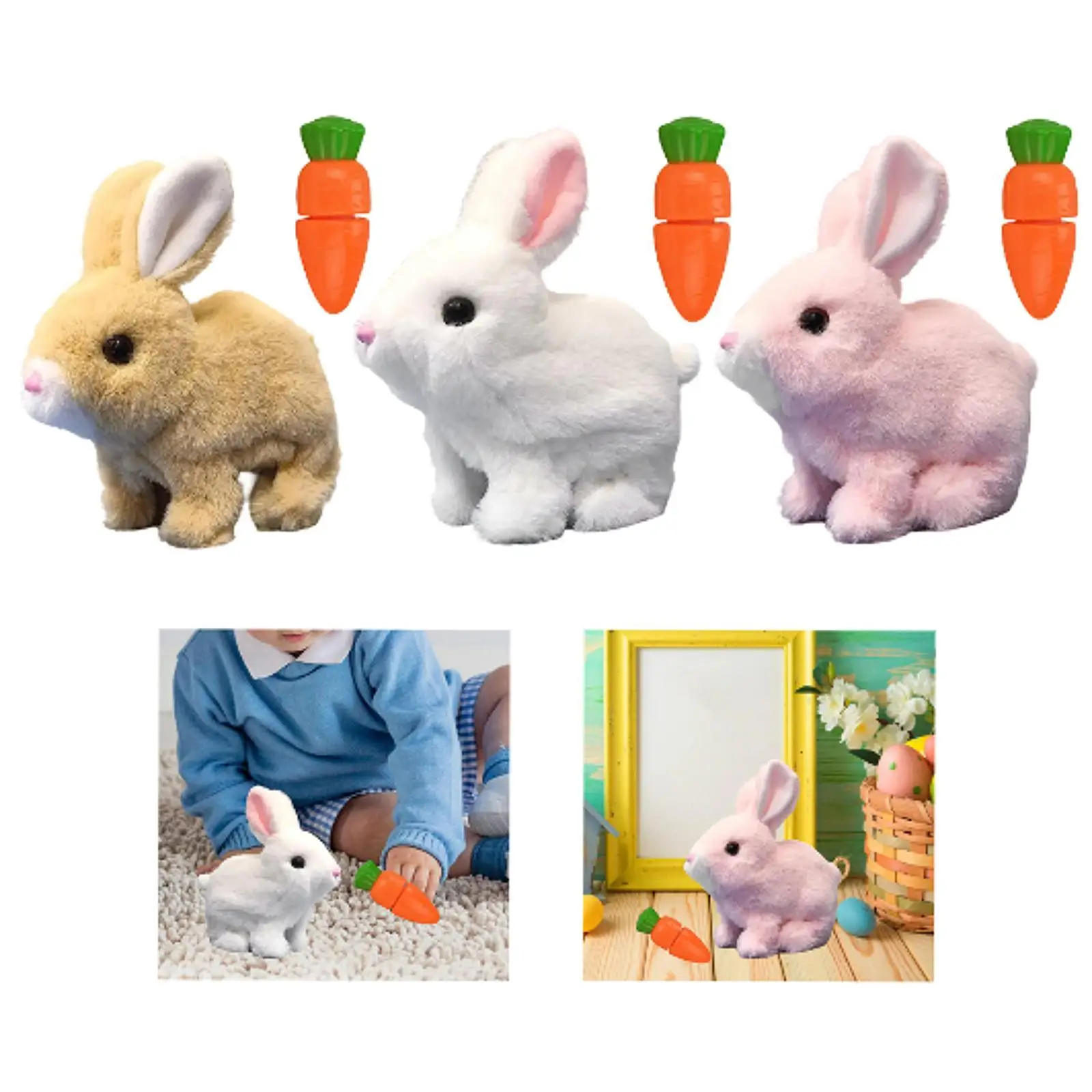Lapin rebondissant jouet mignon lapin en peluche électronique pour filles et garçons enfants