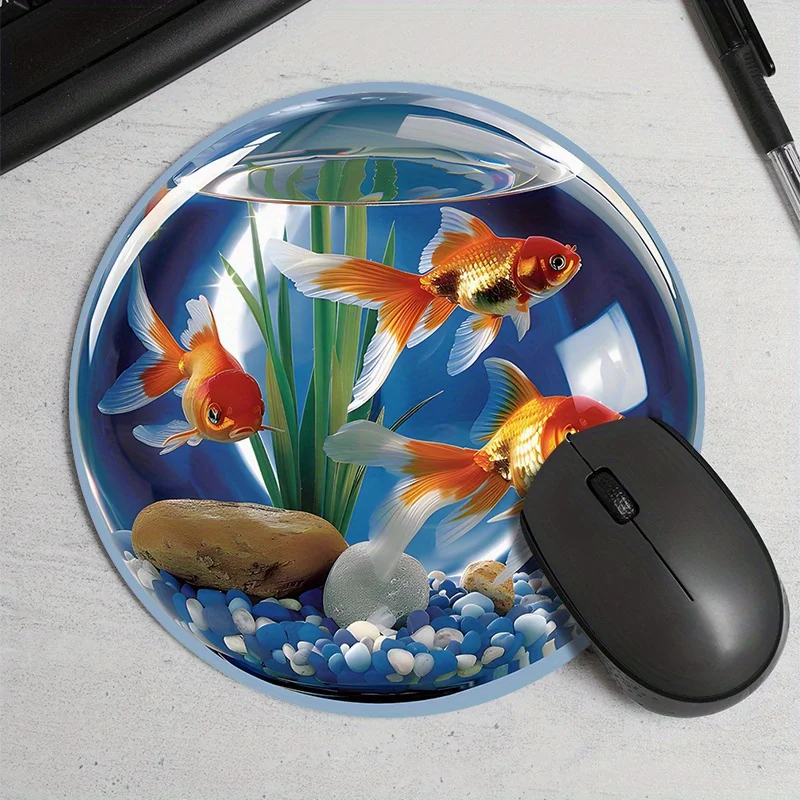 

Creative design of fish tanks Circular Mouse Pad kawaii Desk Mat Desktop accessories mouse pads non-Slip rubber base Durable