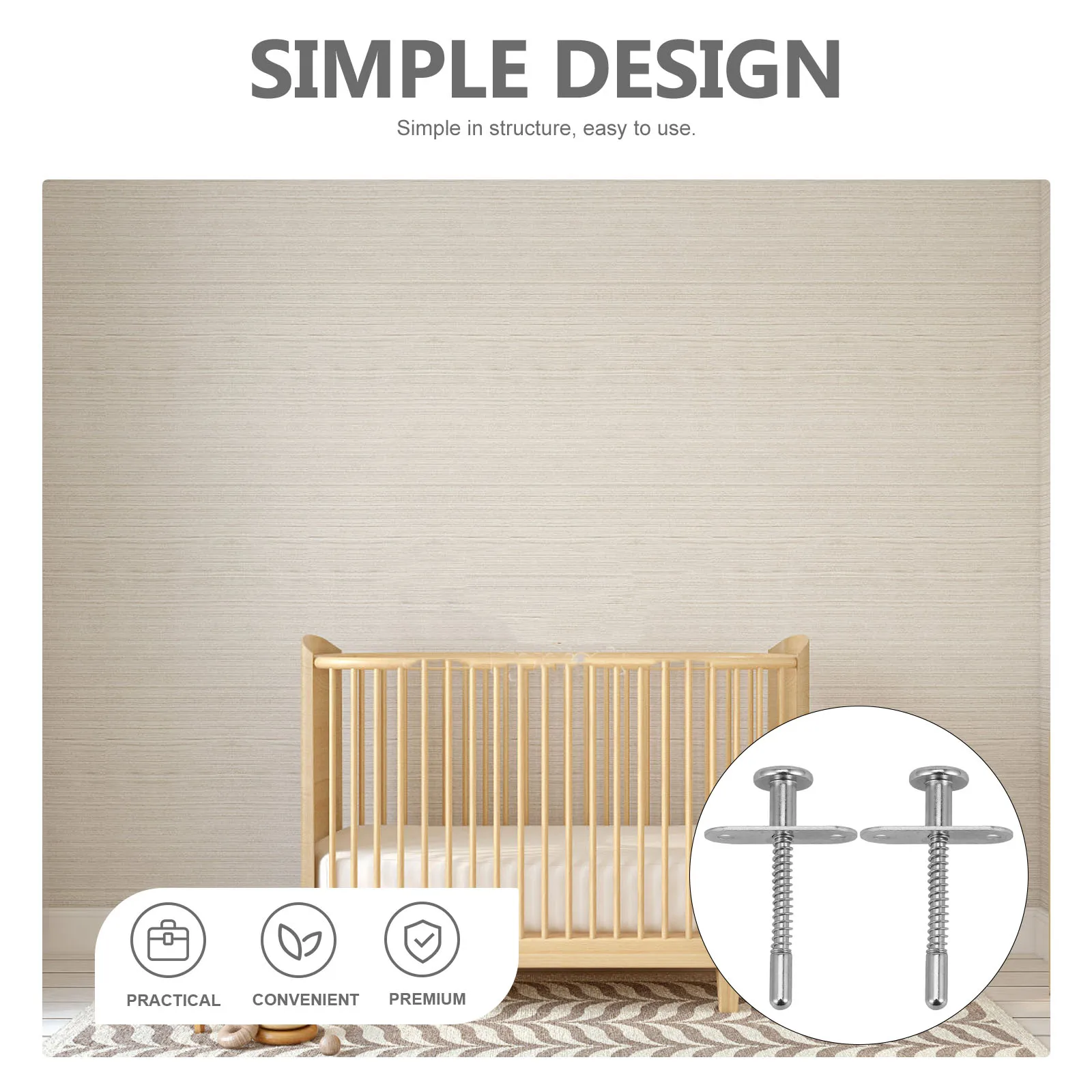 

2pcs Spring Loaded Plunger Latches Metal Spring Latches For Baby Crib Bed Cotter Durable Furniture Fastening Parts Easy Install