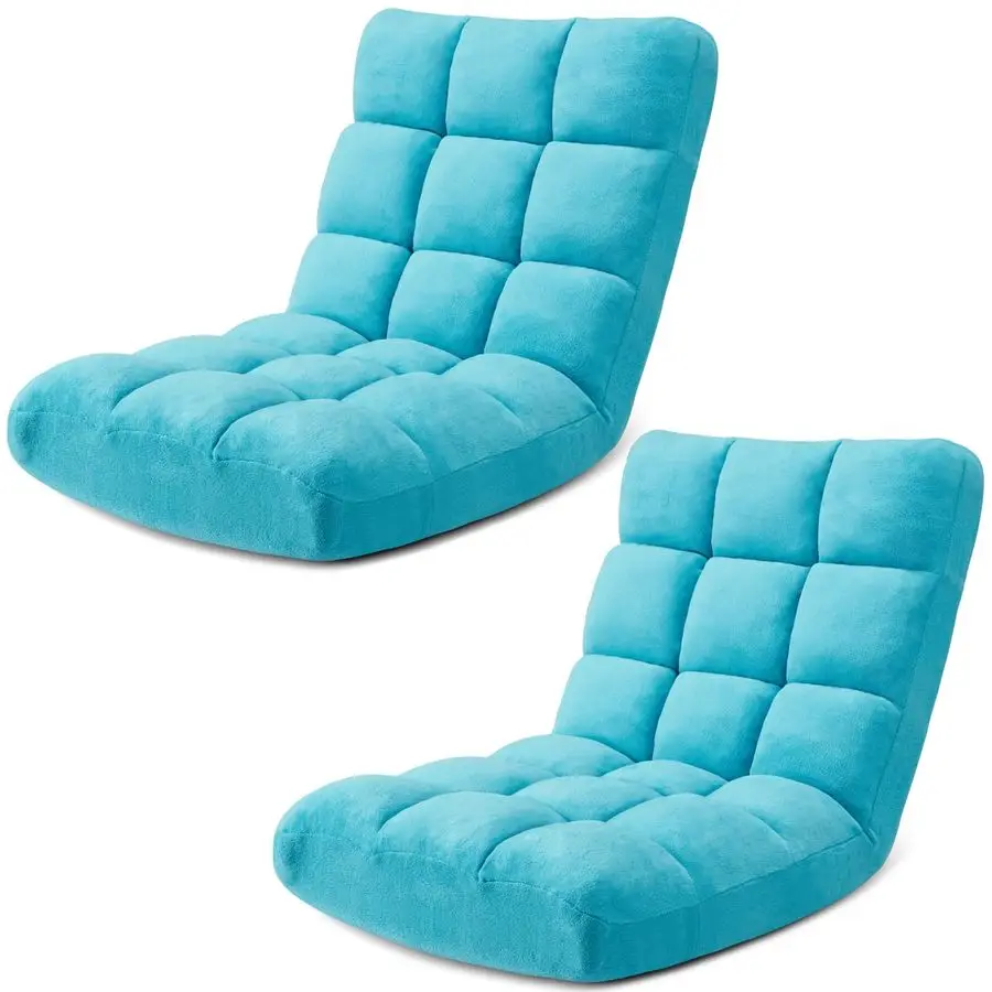 Floor Gaming Chair 14Poistion Adjustable Floor Lazy Sofa Chair 2 Pack w Breathable Cotton amp SkinFriendly Coral Velve for Adul