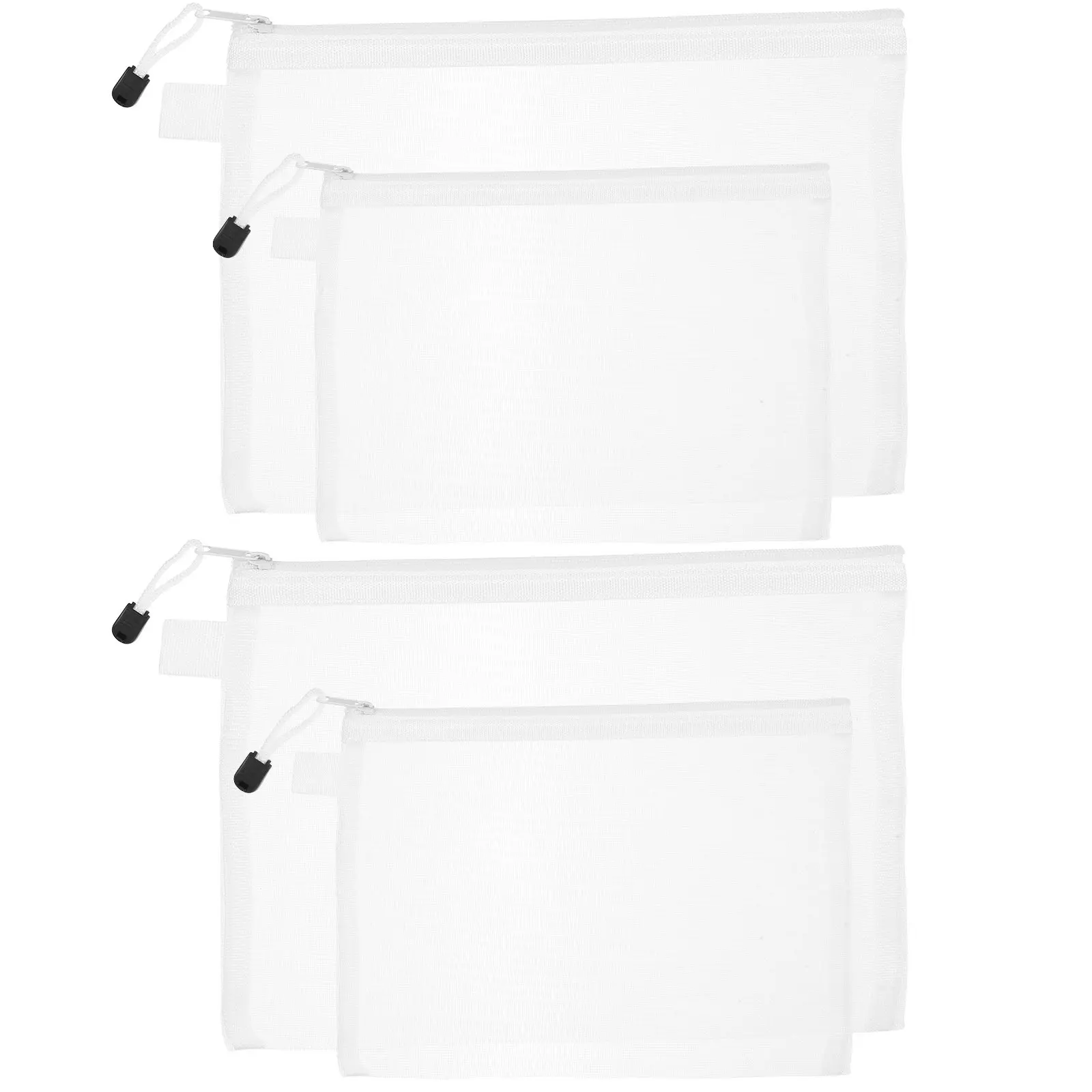 

4Pcs Mesh File Pouch Zipper Document Bag Compact Stationery Organizer for Office School Storage Use Mesh Zipper Pouch Bags