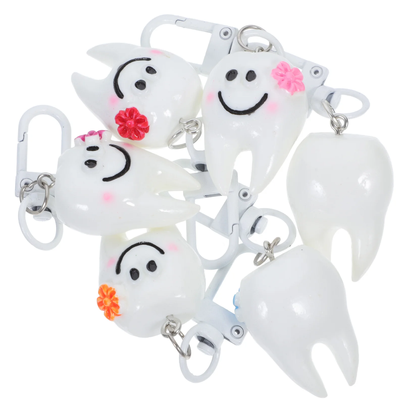 

6Pcs Creative Tooth Keychains Decorative Hanging Charms for Car Keys Bags Backpack Accessories Key Chains