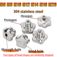 304 Stainless Steel Star Shaped Handle Knob Nut Plum Blind Hole/Through-Hole Lock Clamping Hand Wheel Nut M6M8M10M12M14M16M18M20