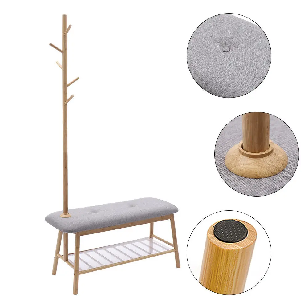 Coat Rack shoe bench /Entryway Hall Tree with Shoe Storage & 5 Hooks