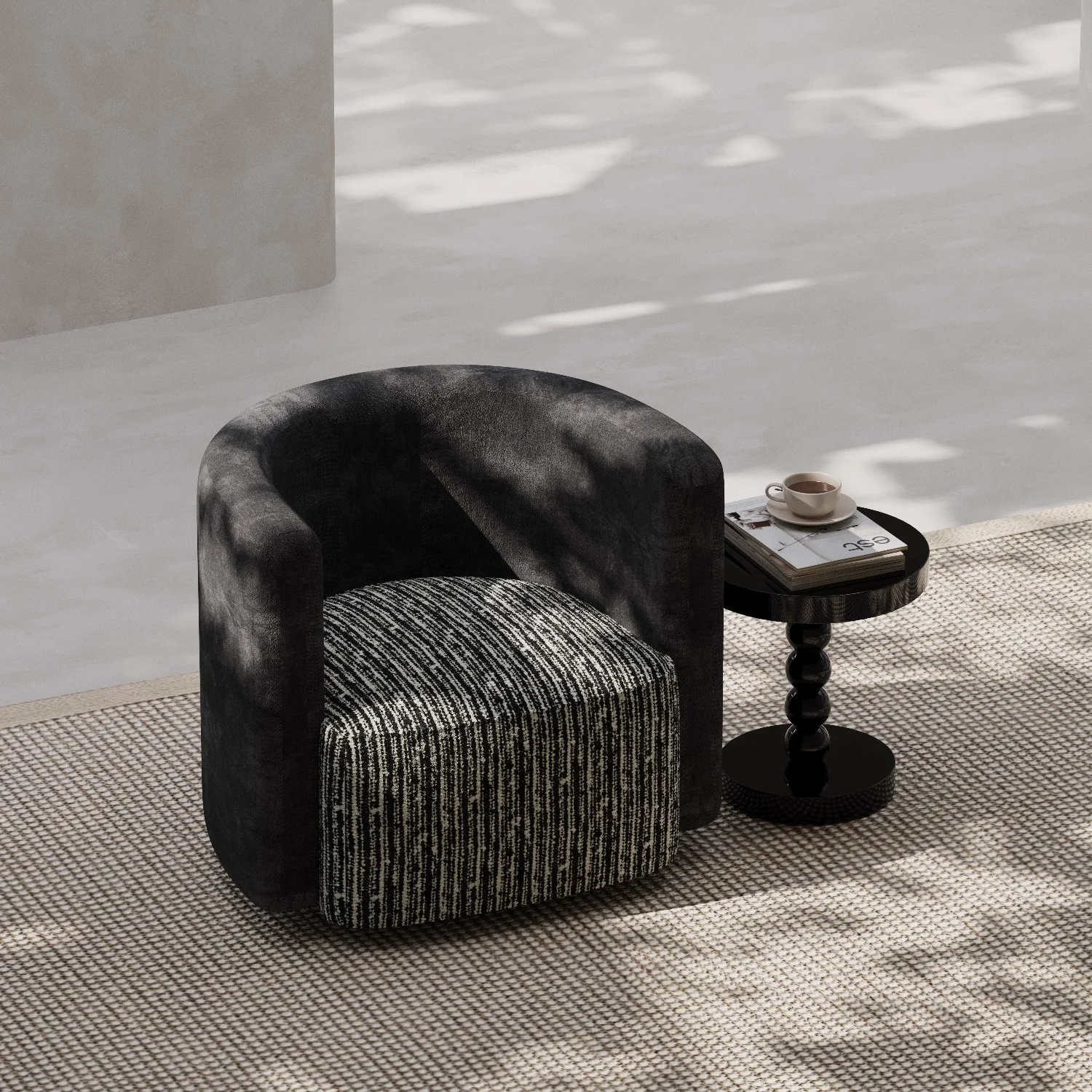 #￥Vintage Style Single-Person Rotatable Sofa Chair Multi-Color Fabric for Apartment or Hotel Lobby Reception One Seat Set