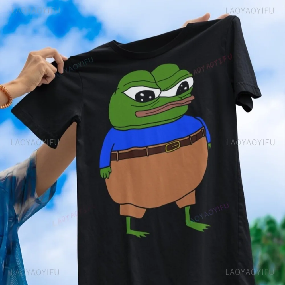 

Pepe The Frog Fren Meme Забавные брюки с высокой талией Футболка с принтом Повседневная мода Свободная летняя уличная мужская футболка в стиле Харадзюку
