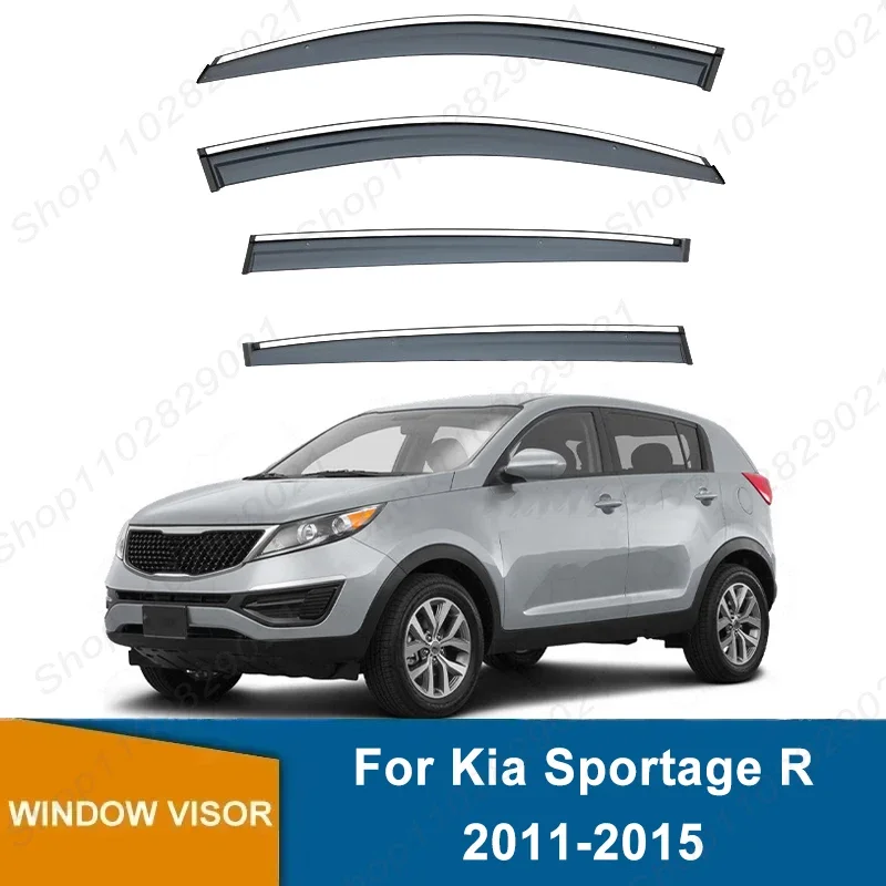 4Pcs Window Visor For Kia Sportage R 2011-2015 Weathershield Sun Rain Deflector Guard Car Window Deflector 2012 2013 2014