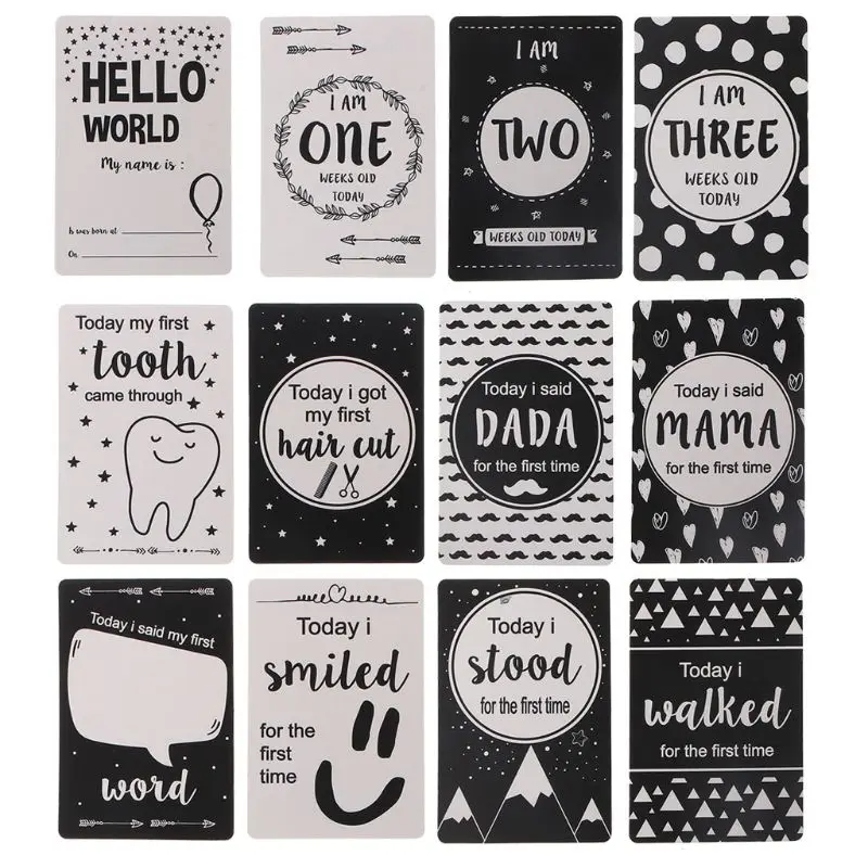 Year Baby Age Card Cards 0-12 Months Pictures Photo Cards Souvenirs Infants Newborns Growing Memory Presents