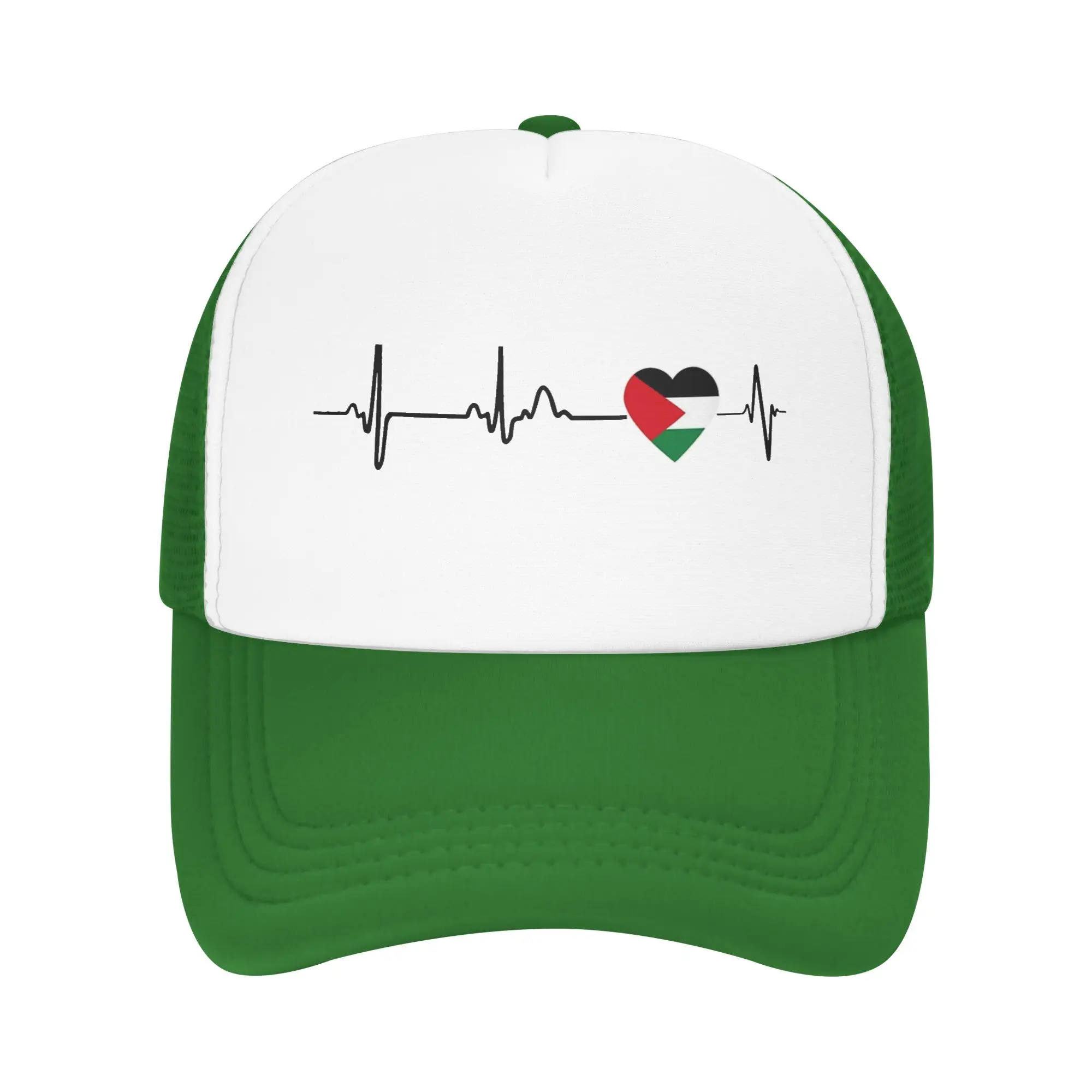 Heart Beat Palestine Mesh Baseball Caps Unisex Sport Trucker Worker Cap  Hat Adjustable Summer Trucker Cap