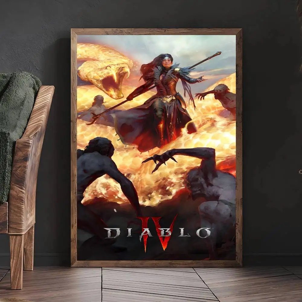 البوب آر بي جي لعبة ديابلو 4 الكلاسيكية خمر الملصقات ورق أبيض يطبع الملصقات الفنية Kawaii غرفة ديكور