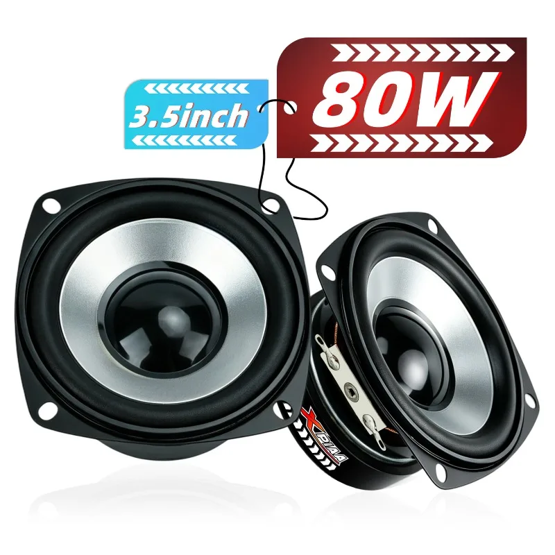 XPIAA 2Pcs 3.5 Inch Midrange Bass Speaker 80W Car Subwoofer Hifi Stereo Music Universal For Car Home Theater System Upgrade