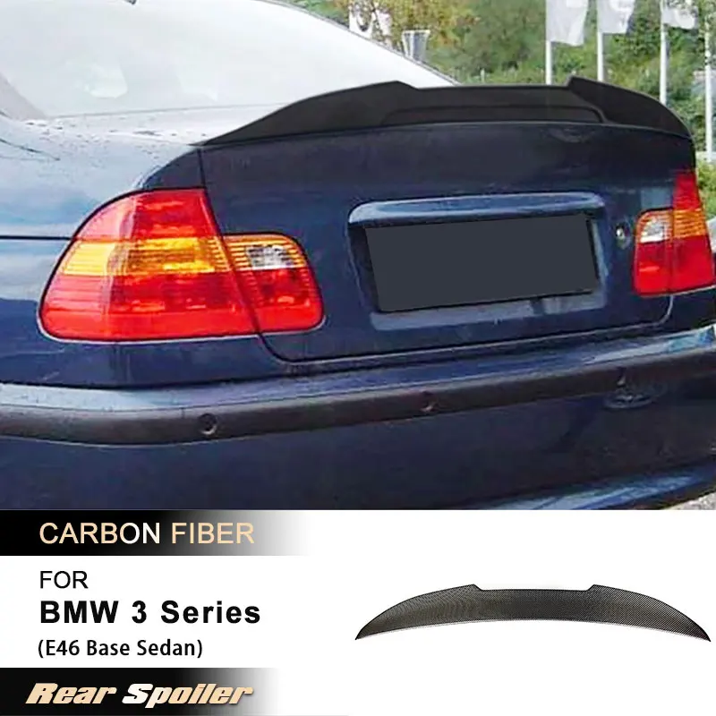 Car Rear Trunk Spoiler Wings for BMW 3 Series E46 Base Sedan 4-Door 1998-2005 Rear Spoiler Boot Wing Lip Body Kit Carbon Fiber