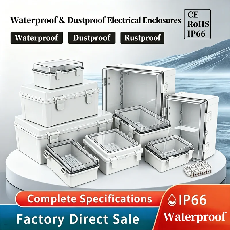 IP66 Gray/Transparent Electronic Box Instrument Hinge Case Waterproof Outdoor Distribution Enclosure Case PC Plastic