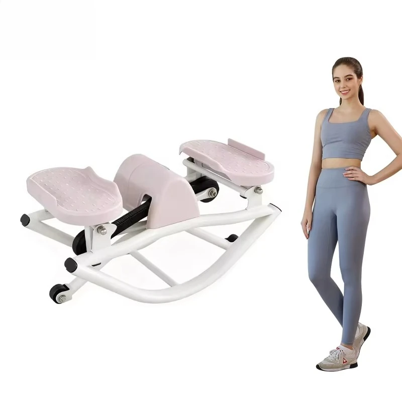 

Compact portable steel fitness stepper for lateral rocking movements of the knee joint