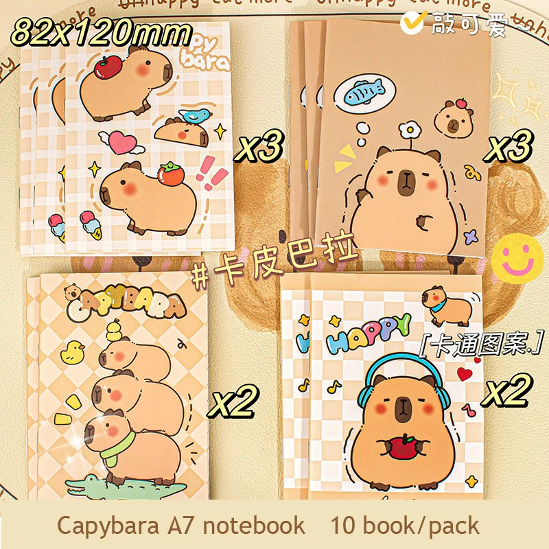 10 books Capybara A7 Notebook Pad Pocket Word Book Agenda Notepad Weekly Planner School Notebooks Diary Planner Office Supplies