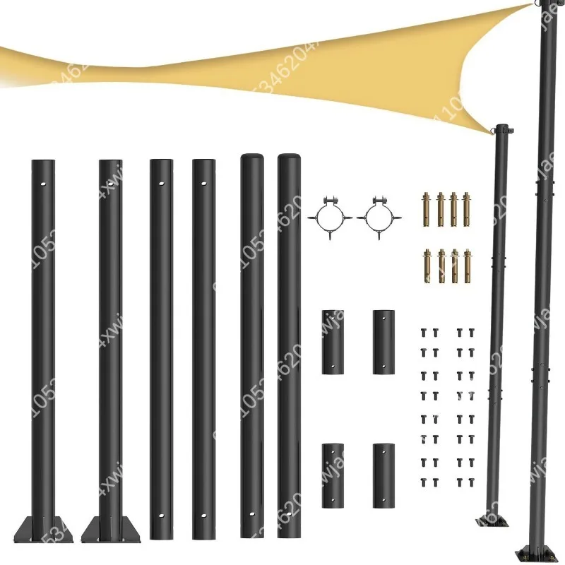 Sun Shade Sail Support Poles 2 Pack Heavy Duty Outdoor Posts For Sun Shade Awning And String Lights, Fit Patio Garden Courtyard