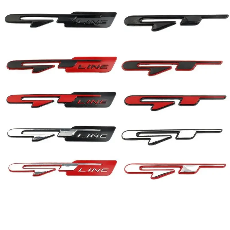 3D Metal GT Line Logo Rear Boot Trunk Emblem Badge Decals For 307 308 KIA Rio K3 K5 Ceed Sportage Car Stickers