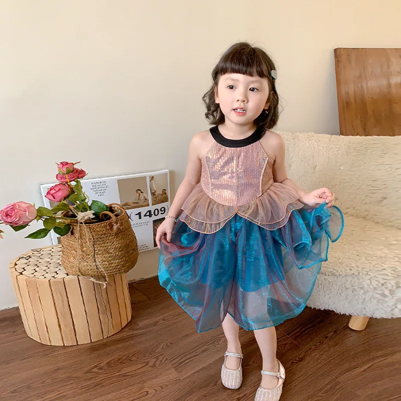 

Childrens Clothing Girls Dress 2024 Summer New Korean Edition Childrens Fashionable Princess Dress Baby Dress Clothes