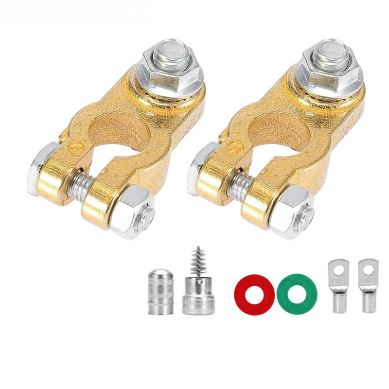 

2Pcs Cr Battery Terminal Wire Cable Clamp Connector Boat RV Vehicles M10 Top Post Battery Terminal for Auto Brass