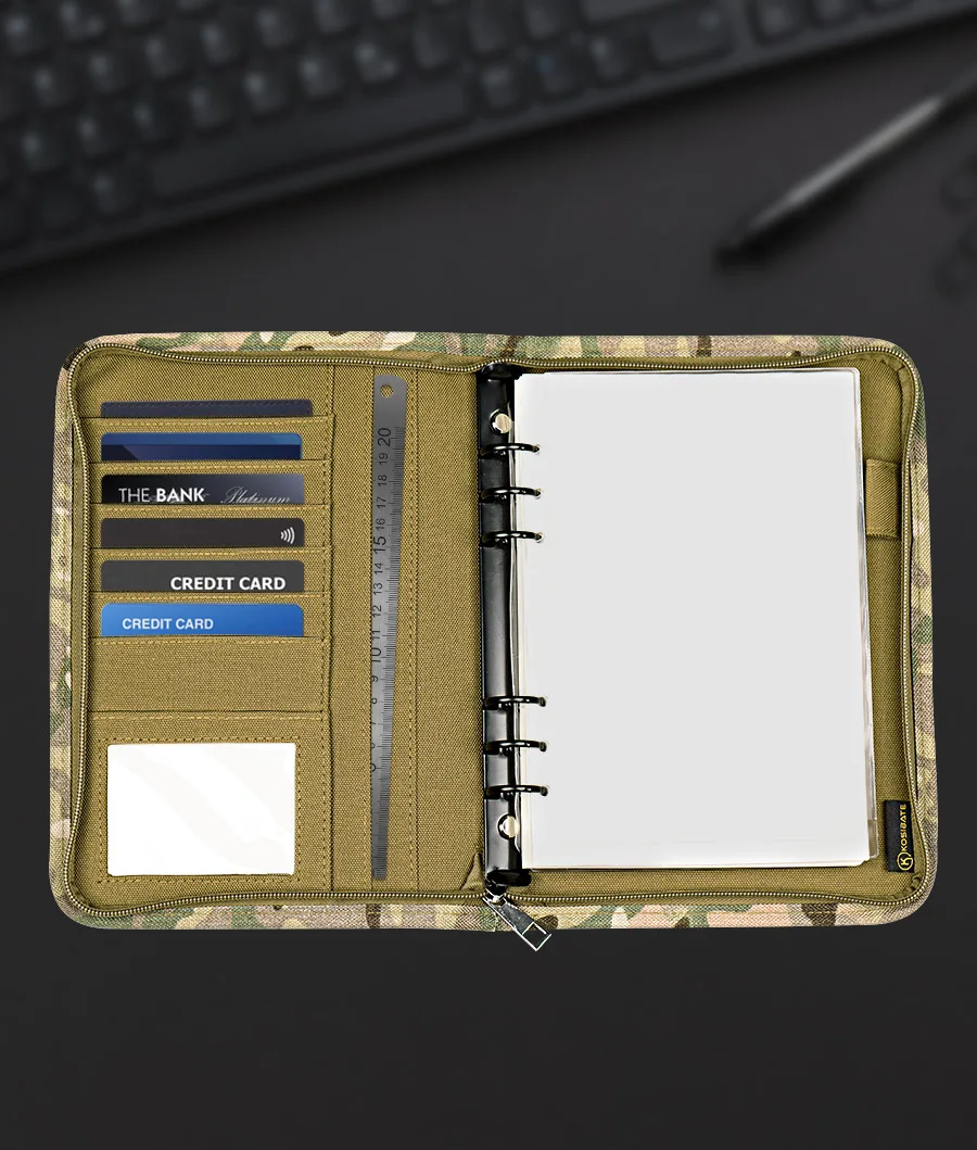 Imagem -06 - Jesjeliu-outdoor Padfolio Ring Binder Tactical Notebook Camping Papel de Folhas Soltas Plano à Prova de Intempéries 80 Folhas a5