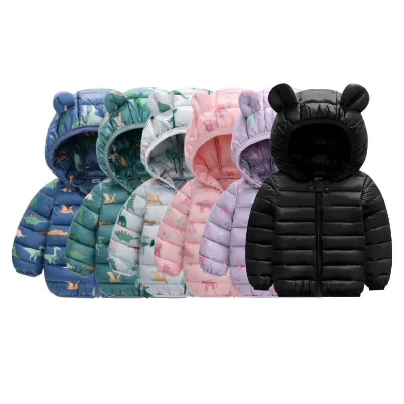 Bambini ragazzo piumino leggero ragazza bambino cartone animato dinosauro capispalla cappotto con cappuccio autunno inverno vestiti regali di compleanno di natale