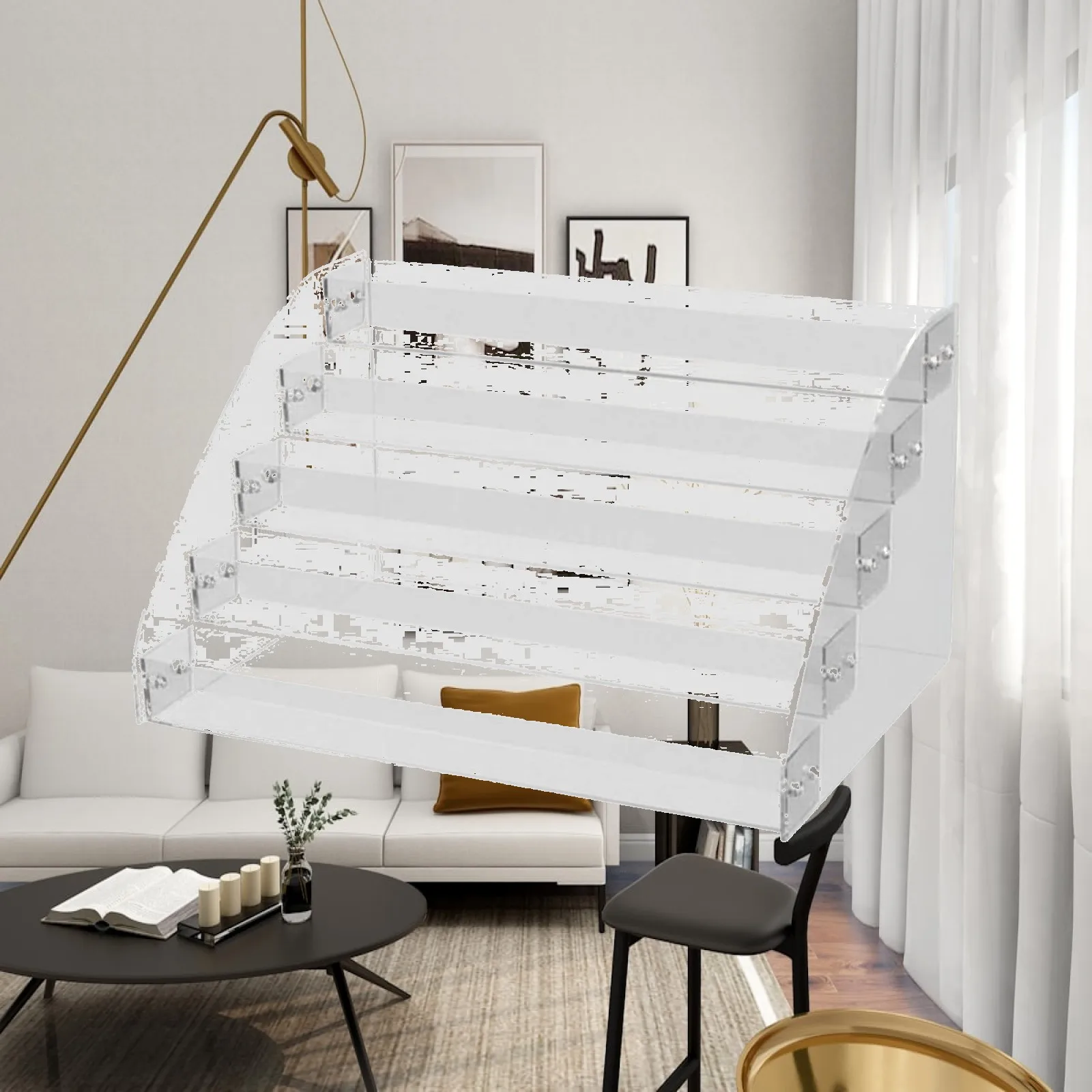 Acrylic Display Shelf Stand for Desk Organizer 3 Tier Clear Riser Showcase for Anime Figure Photocard Badge Storage Holder