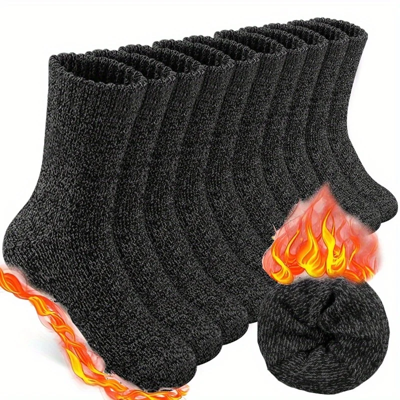 5 pairs of men's warm socks, thickened winter socks, essential for outdoor activities, fashionable and simple design