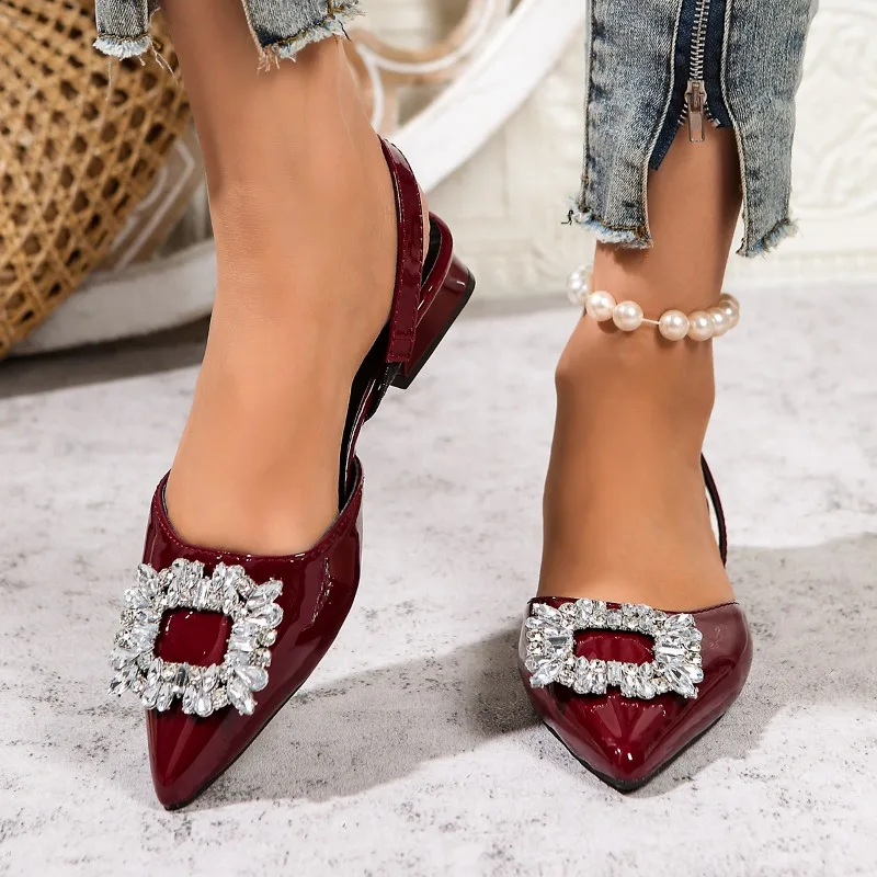 

2026 new Spring and summer heeled Fashion New Sexy Banquet Comfortable sandals Solid Color Pointed Toe Women's High Heels