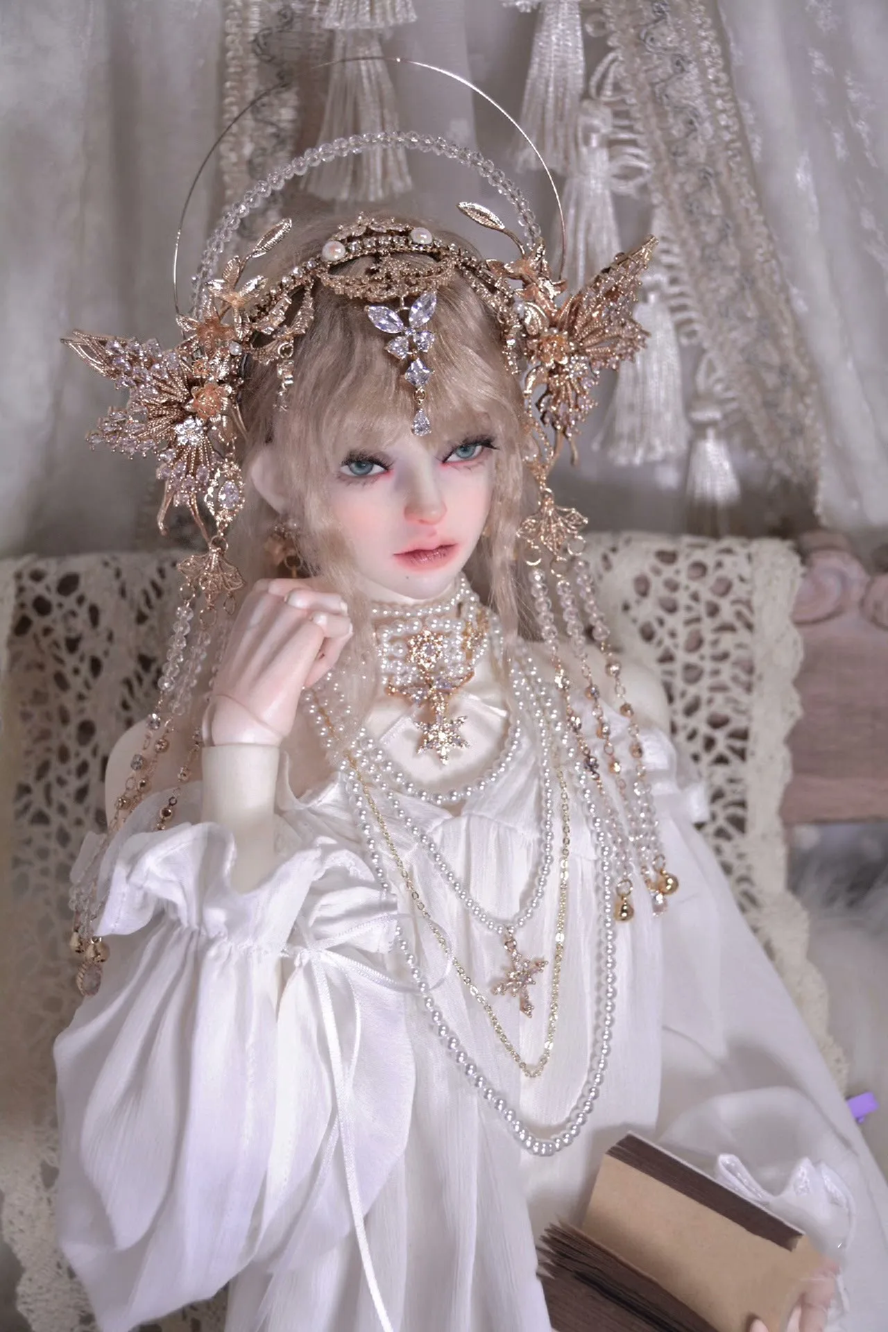 Heavy engineering technology doll head accessories 1/3 BJD doll crown necklace earring free shipping